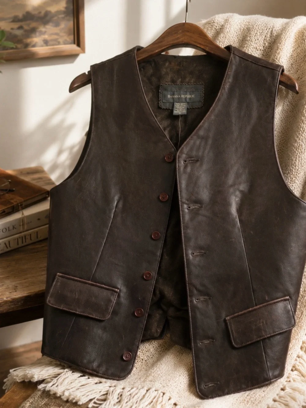 banana republic size small brown vest